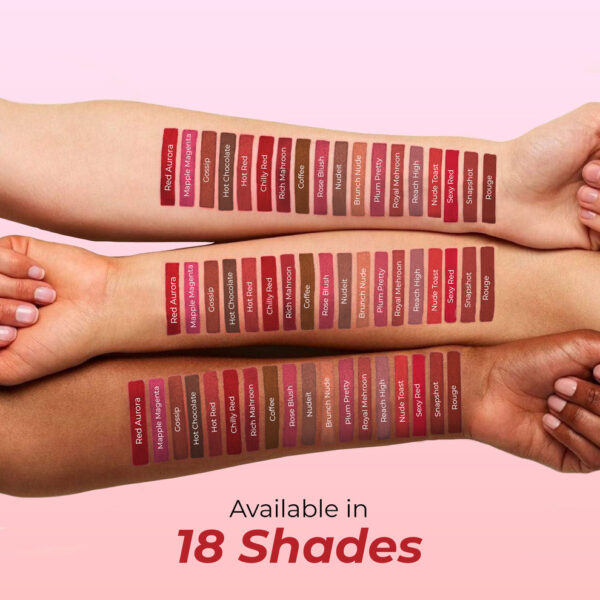 Close-up shot of Colors Queen Lippie Creamy Matte Lipstick in a rich, bold shade, showing smooth application.