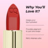 Close-up shot of Colors Queen Lippie Creamy Matte Lipstick in a rich, bold shade, showing smooth application.