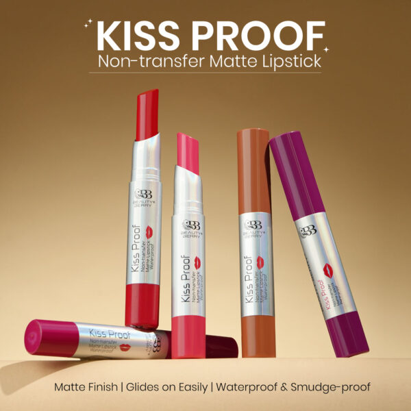 Beauty Berry Kiss Proof Non-Transfer Matte Lipstick for bold, long-lasting, kiss-proof color with a smooth matte finish.