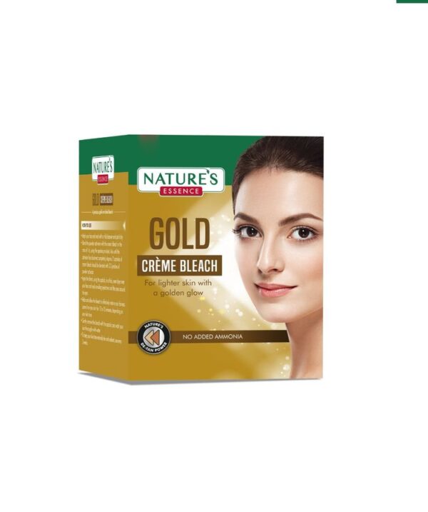 Nature's Essence Gold Creme Bleach with packaging and product displayed.